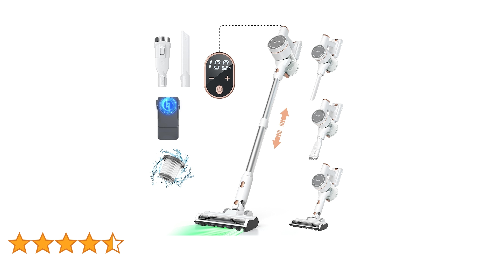 掃除機 コードレス 2025爆進化　58kPa強力吸引・視感度最適LED付　白 楽天市場】掃除機コードレス【2025爆進化!58kPa強力吸引・視感度